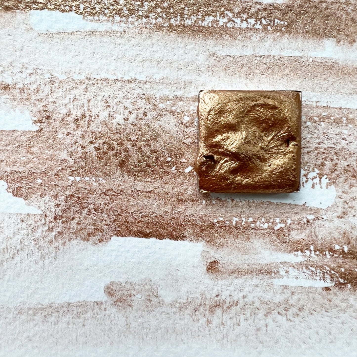 Bronze. Half pan, full pan or bottle cap of handmade watercolor paint