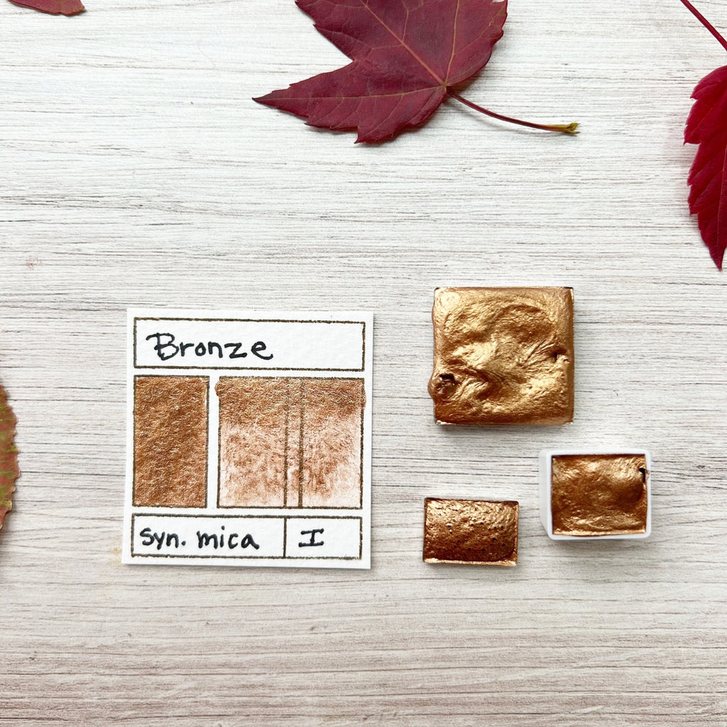 Bronze. Half pan, full pan or bottle cap of handmade watercolor paint