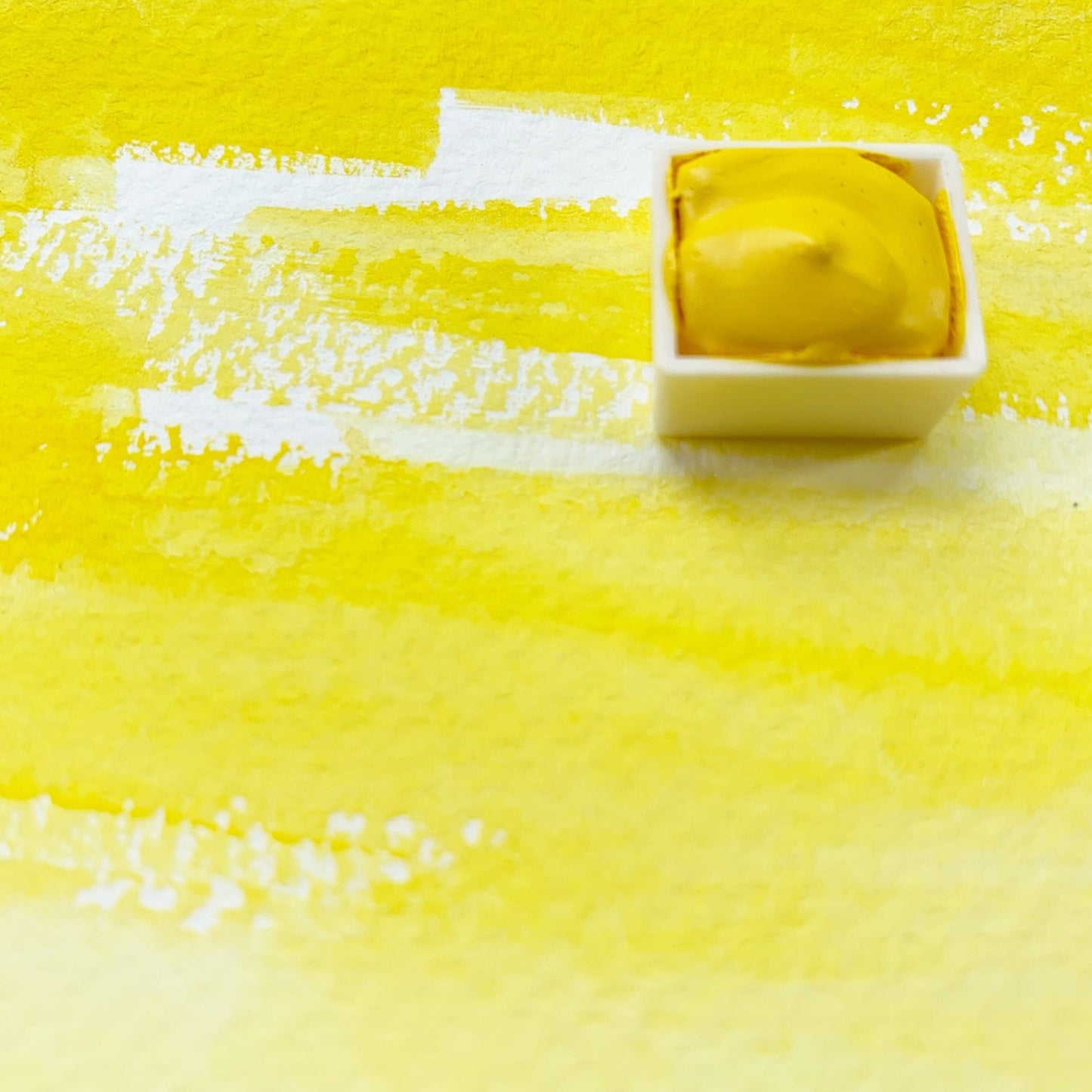 Canary Yellow. Half pan, full pan or bottle cap of handmade watercolor paint