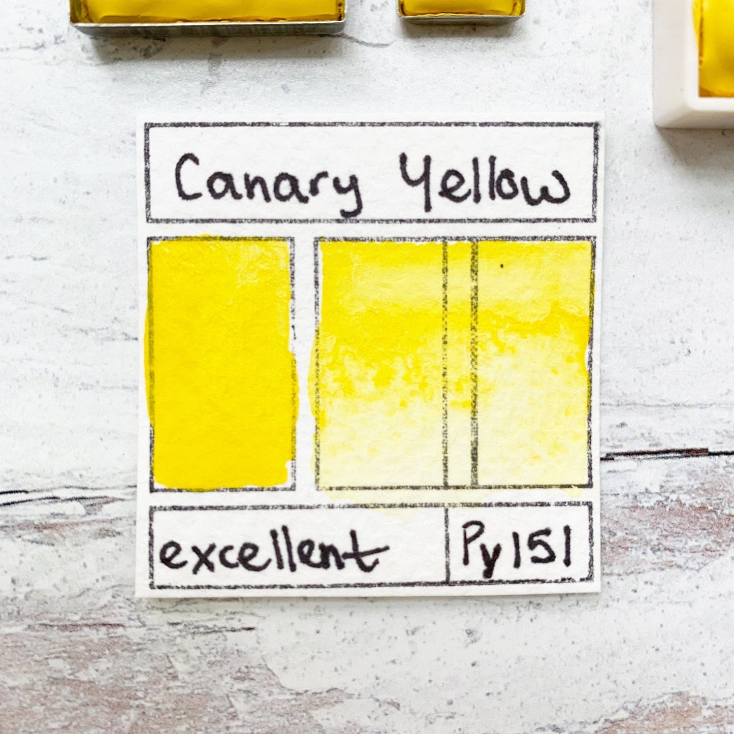 Canary Yellow. Half pan, full pan or bottle cap of handmade watercolor paint