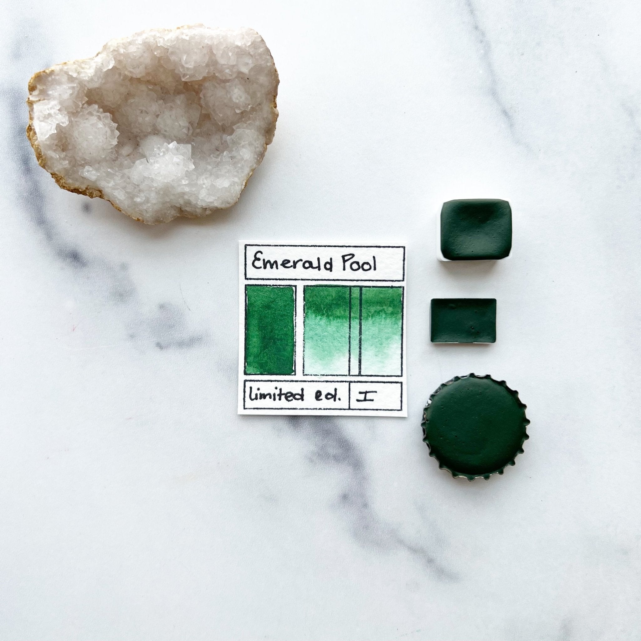 Emerald Pool. Half pan, full pan or bottle cap of handmade watercolor paint