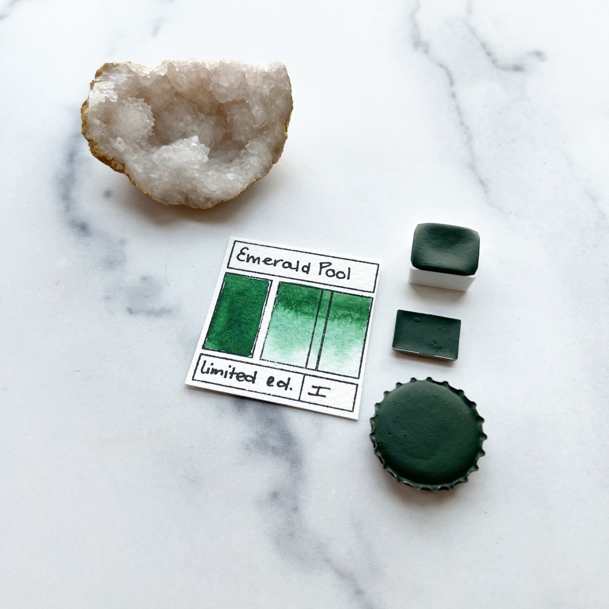 Emerald Pool. Half pan, full pan or bottle cap of handmade watercolor paint