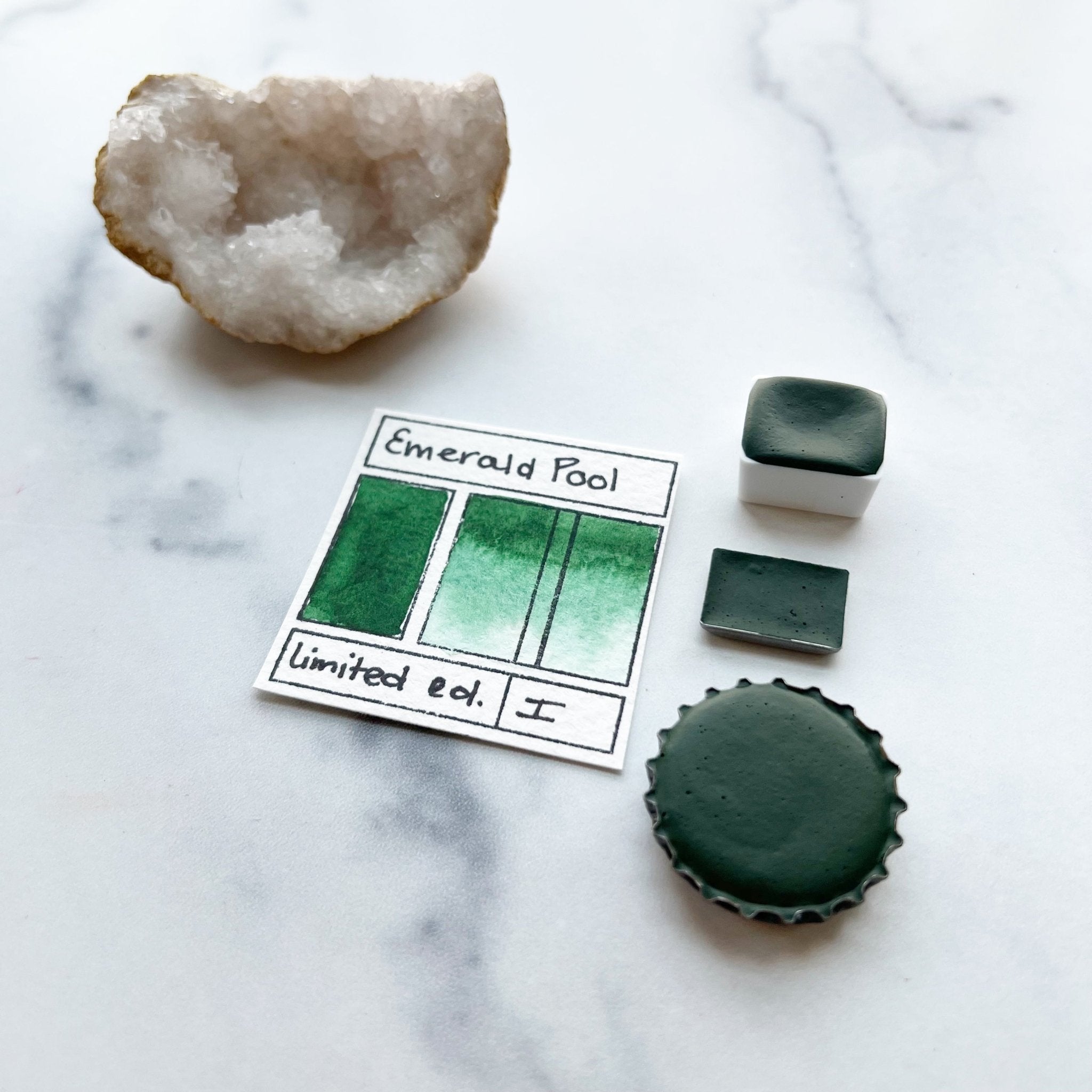 Emerald Pool. Half pan, full pan or bottle cap of handmade watercolor paint