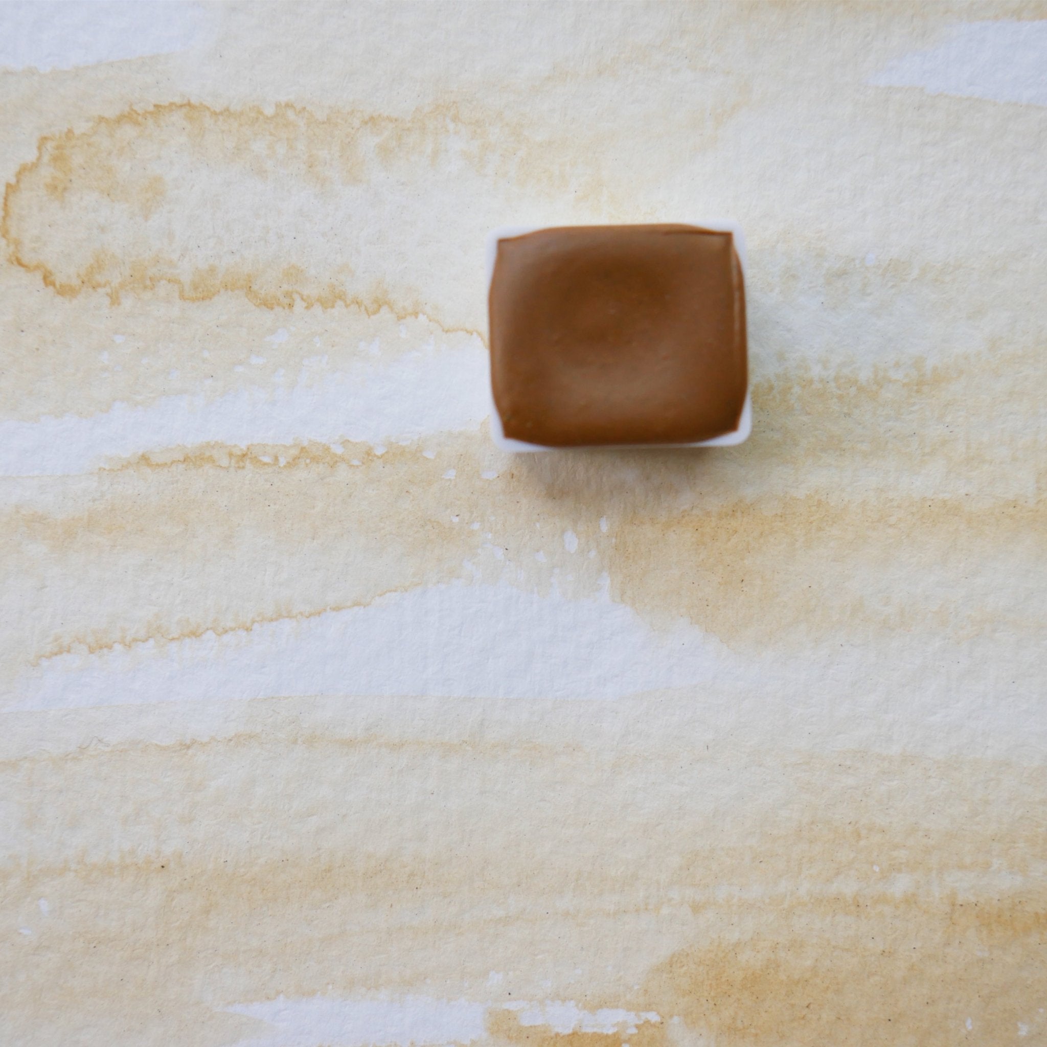 Extra Light Ocher. Half pan, full pan or bottle cap of handmade watercolor paint