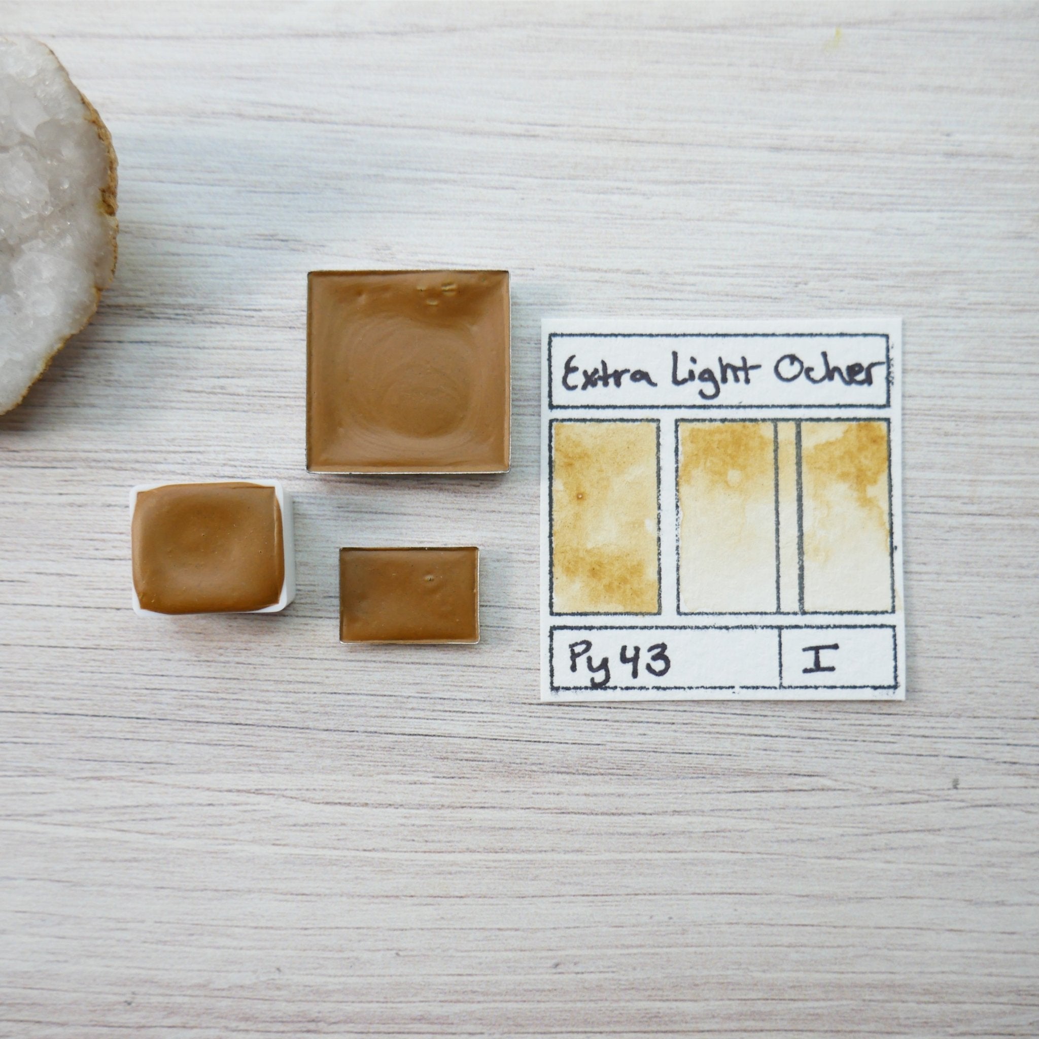 Extra Light Ocher. Half pan, full pan or bottle cap of handmade watercolor paint