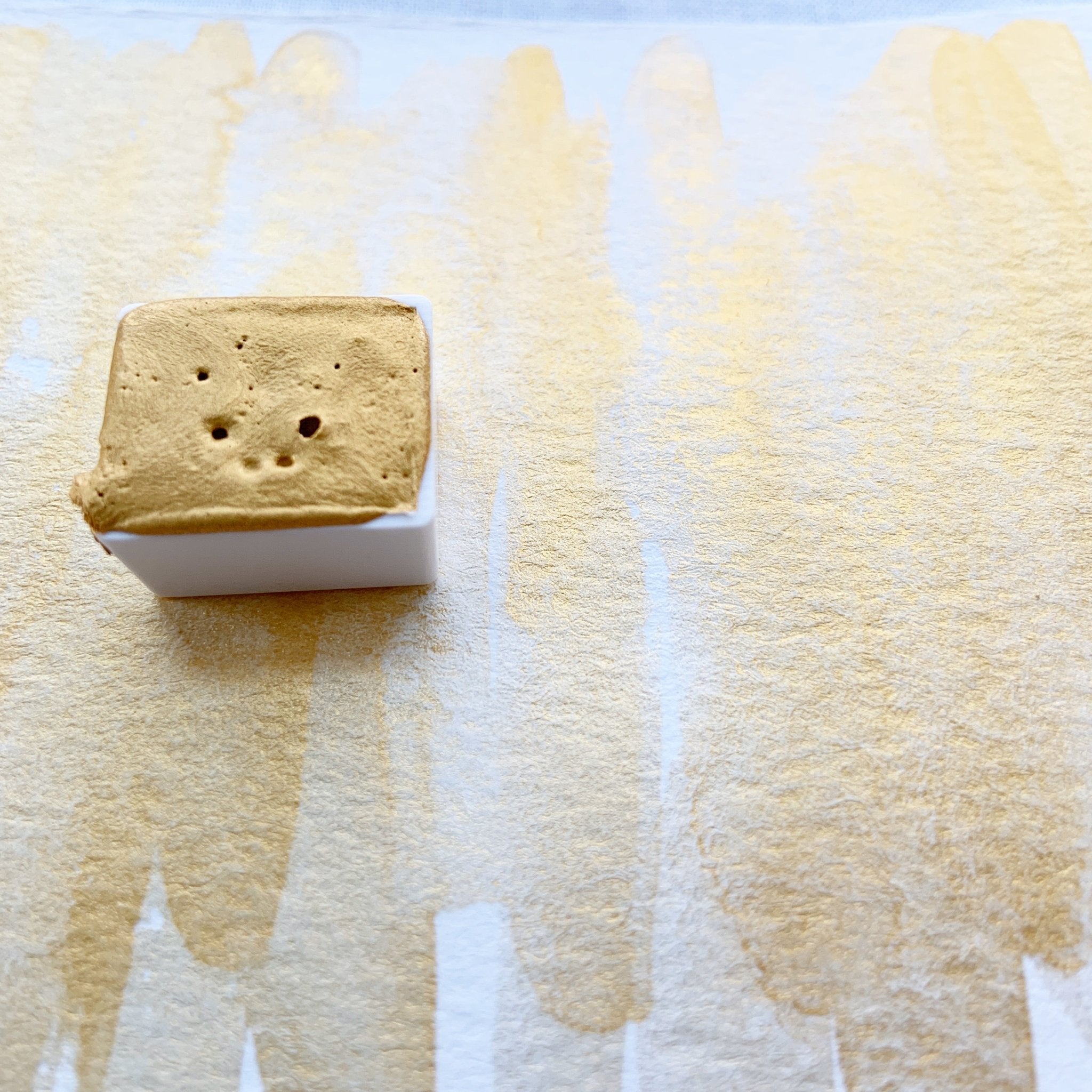 Gold. Half pan, full pan or bottle cap of handmade watercolor paint