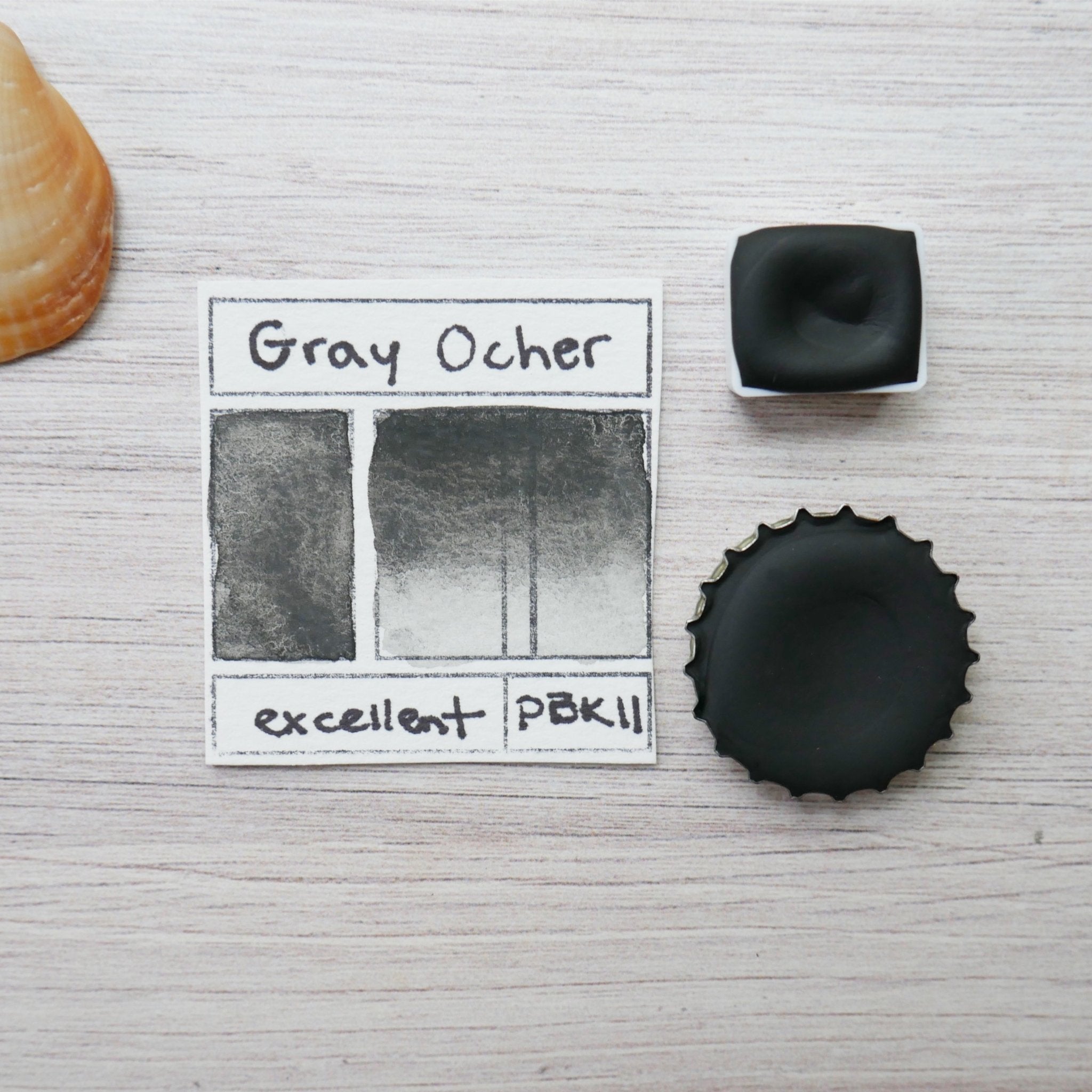 Gray Ocher. Half pan, full pan or bottle cap of handmade watercolor paint