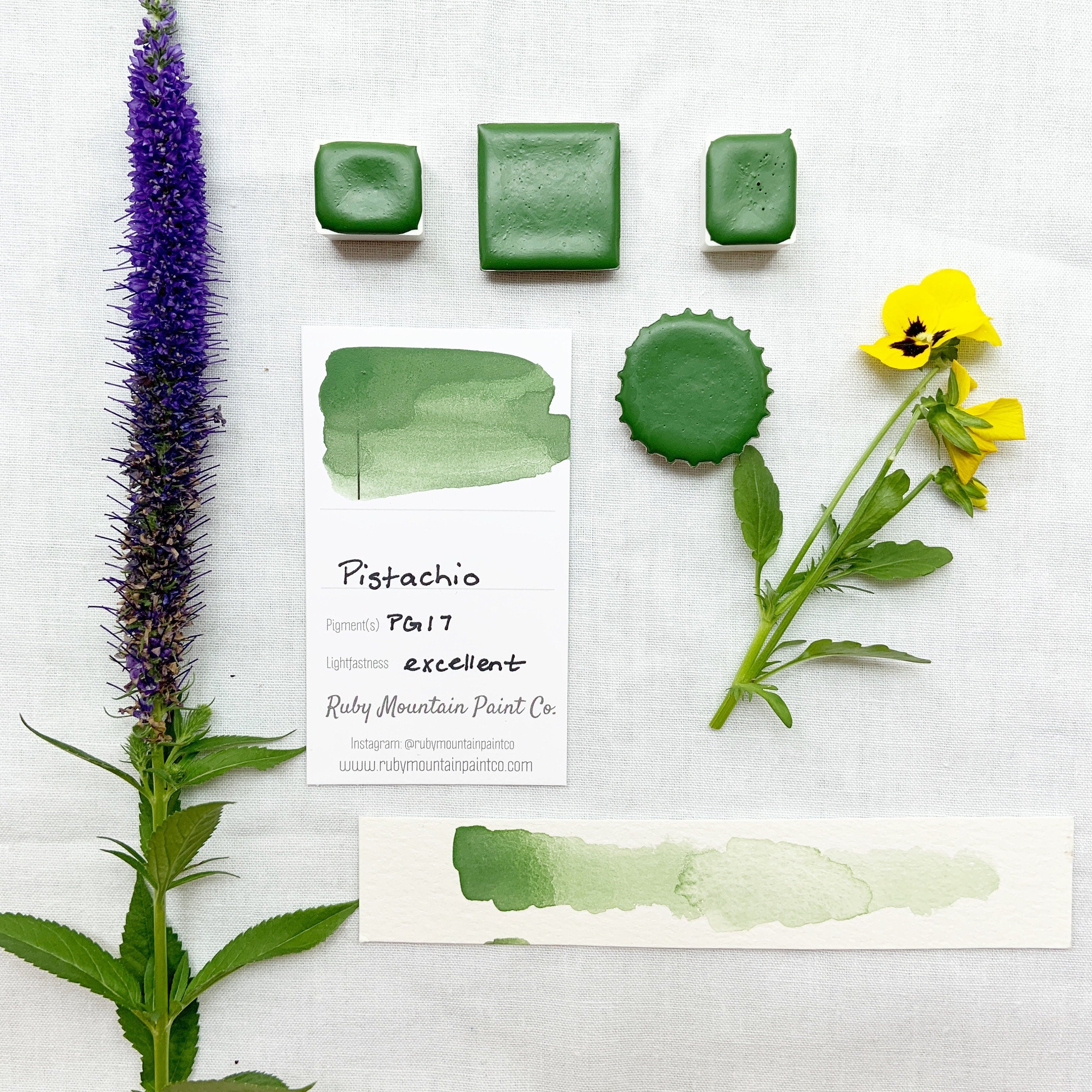 Pistachio. Half pan, full pan or bottle cap of handmade watercolor paint