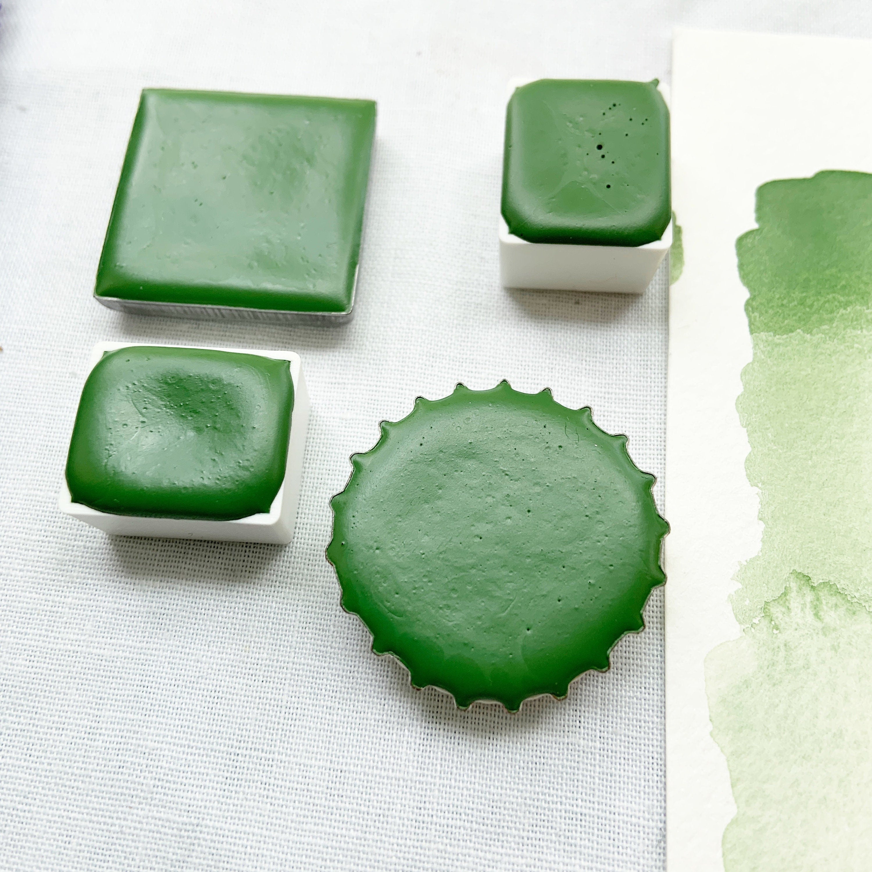 Pistachio. Half pan, full pan or bottle cap of handmade watercolor paint