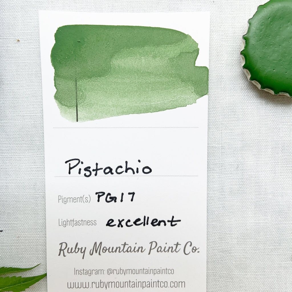 Pistachio. Half pan, full pan or bottle cap of handmade watercolor paint