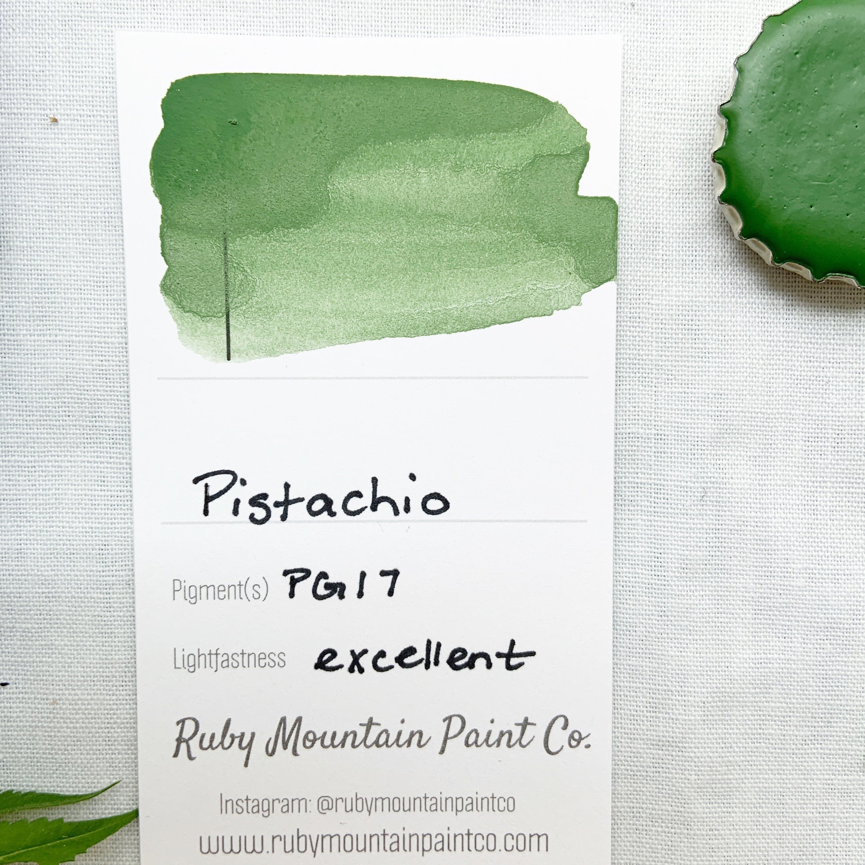 Pistachio. Half pan, full pan or bottle cap of handmade watercolor paint