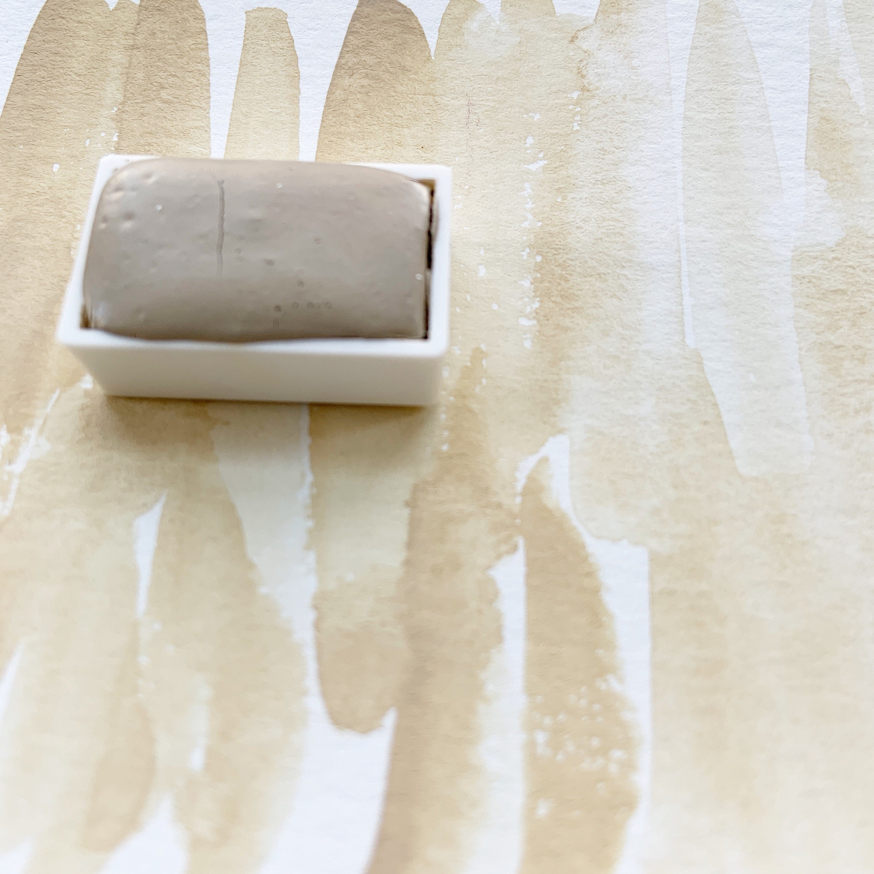 Titanium Buff. Half pan, full pan or bottle cap of handmade watercolor paint