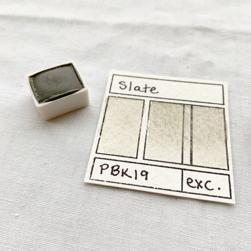 Slate. Half pan, full pan or bottle cap of handmade watercolor paint