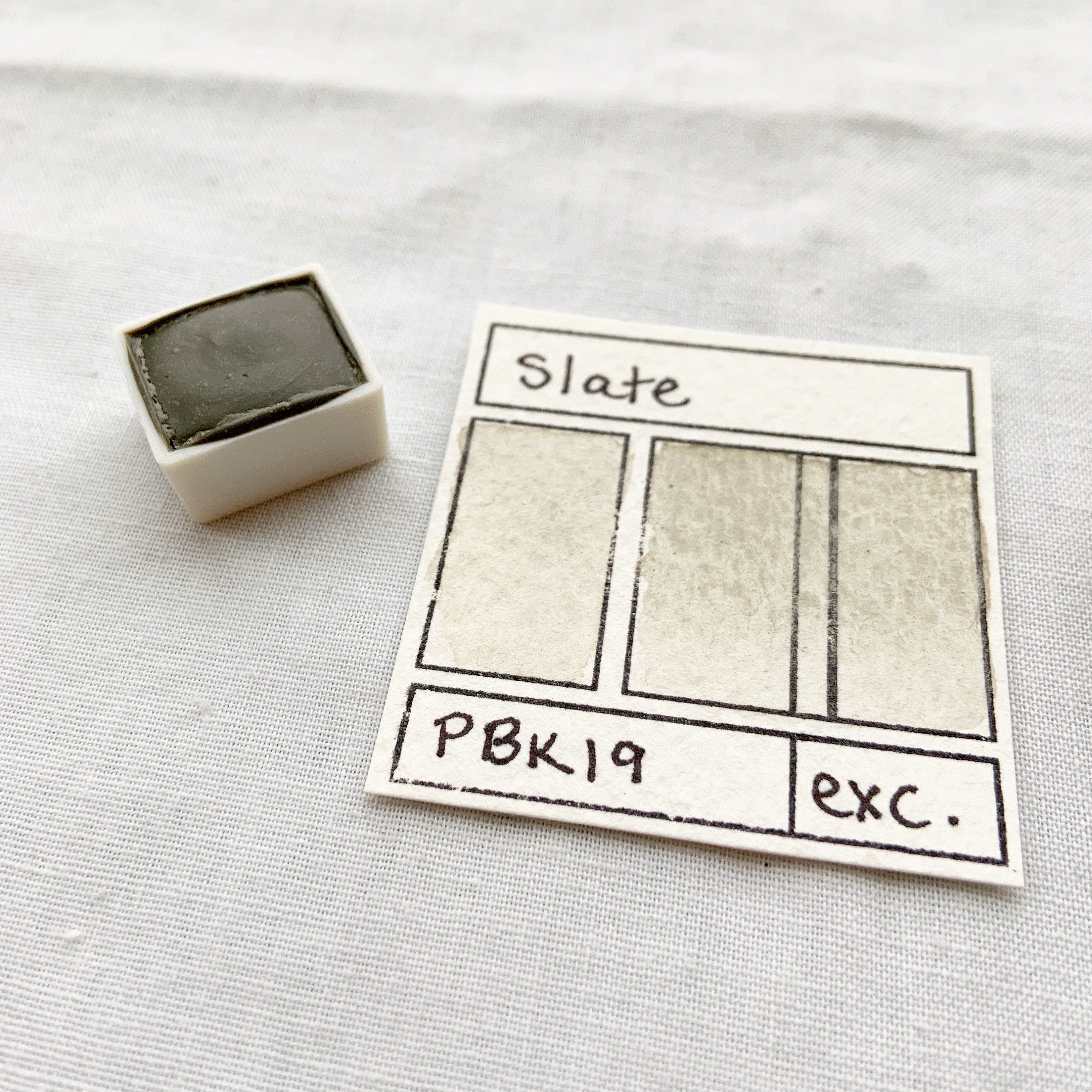 Slate. Half pan, full pan or bottle cap of handmade watercolor paint