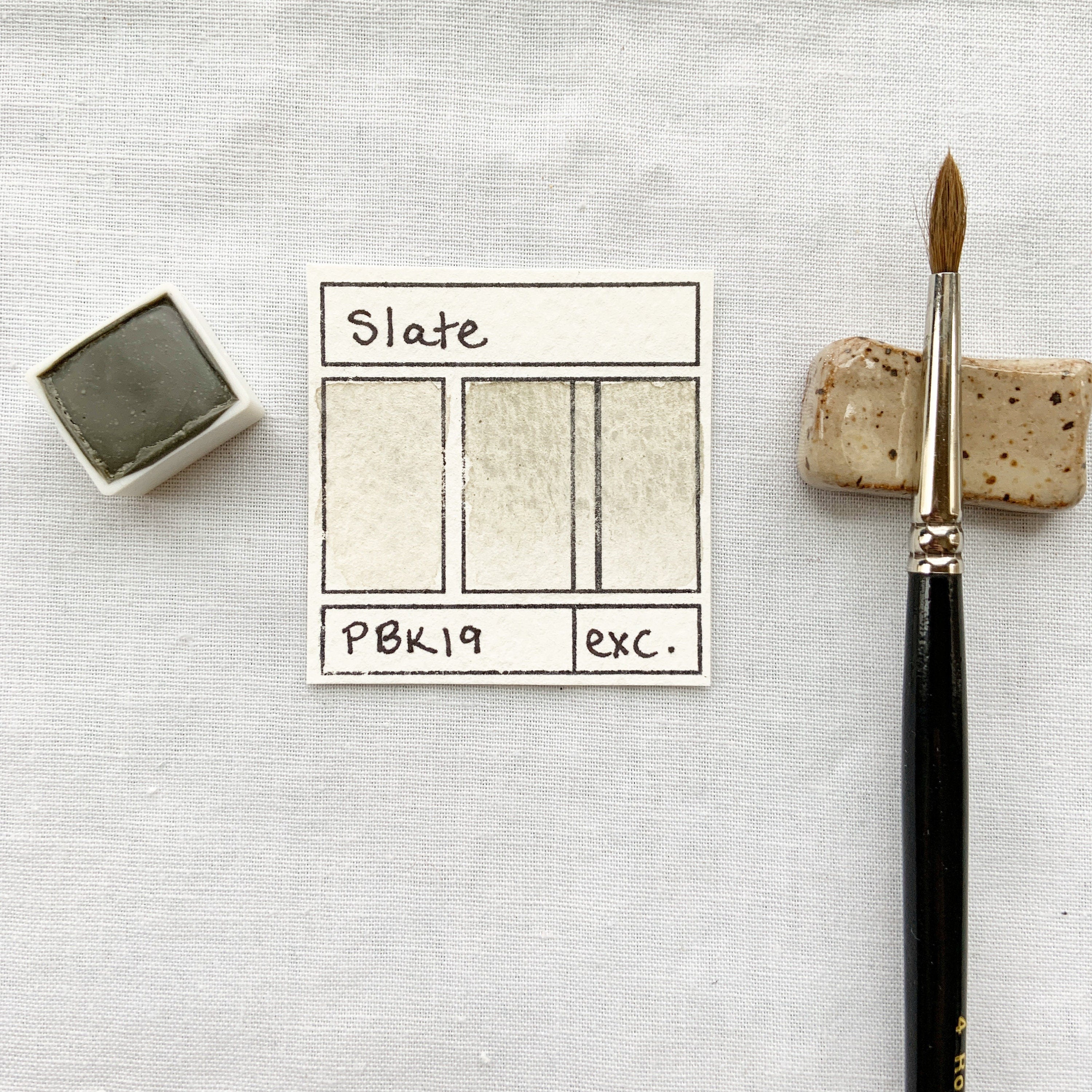 Slate. Half pan, full pan or bottle cap of handmade watercolor paint