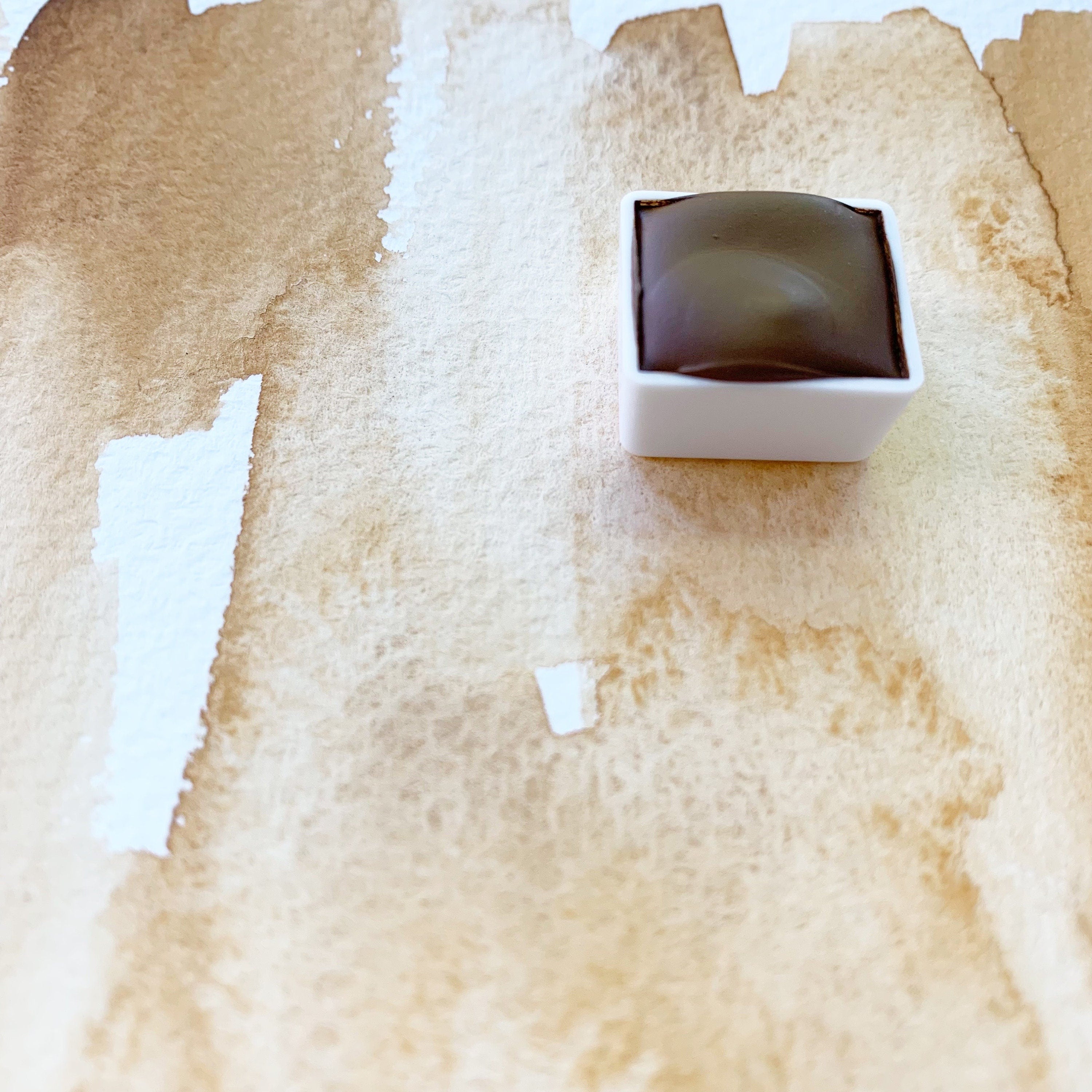 Natural Yellow. Half pan, full pan or bottle cap of handmade watercolor paint