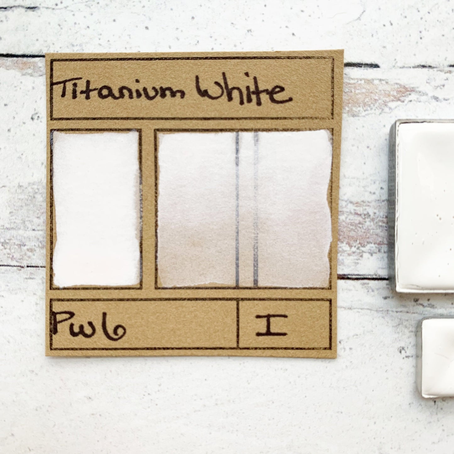Titanium White. Half pan, full pan or bottle cap of handmade watercolor paint