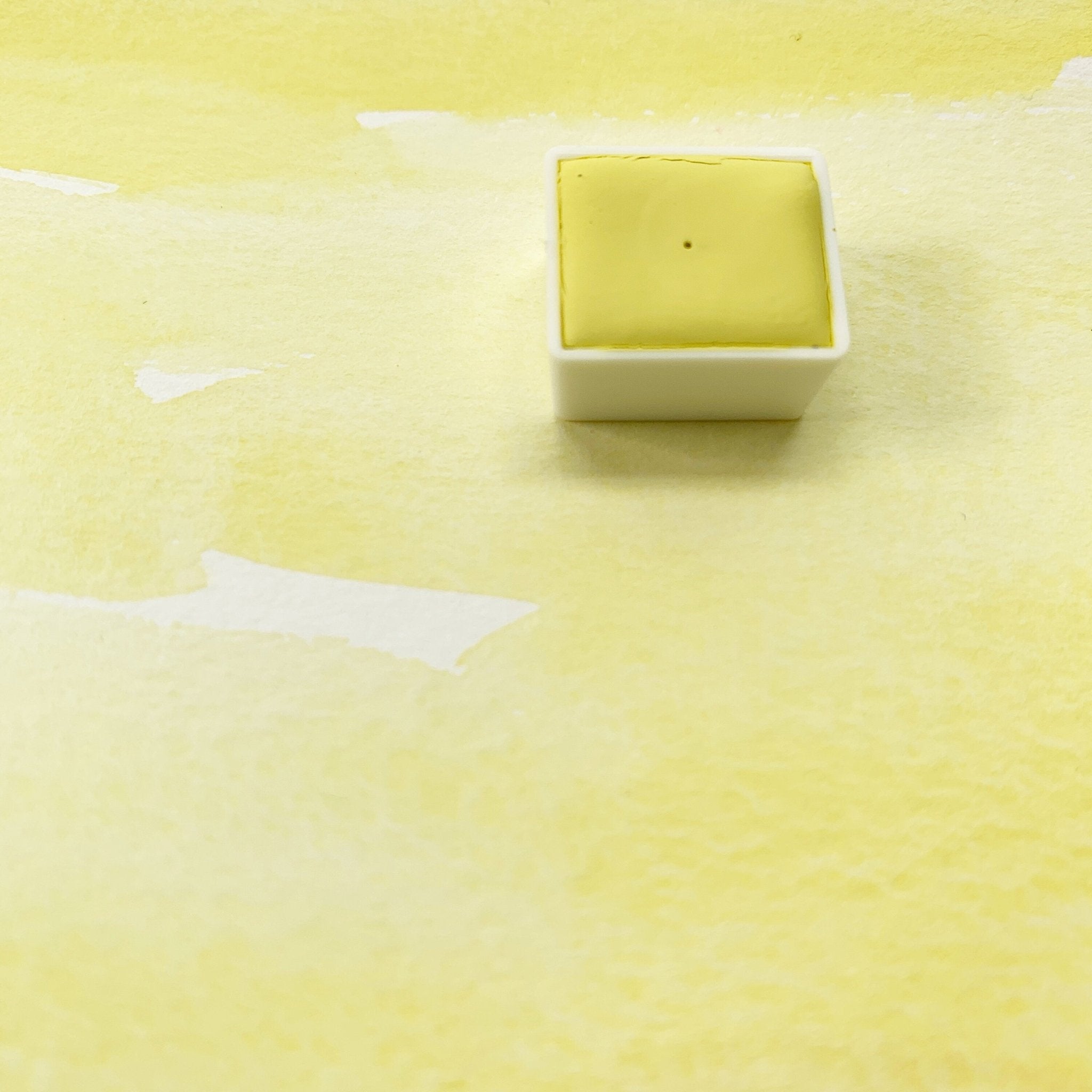Lemon Yellow. Half pan, full pan or bottle cap of handmade watercolor paint