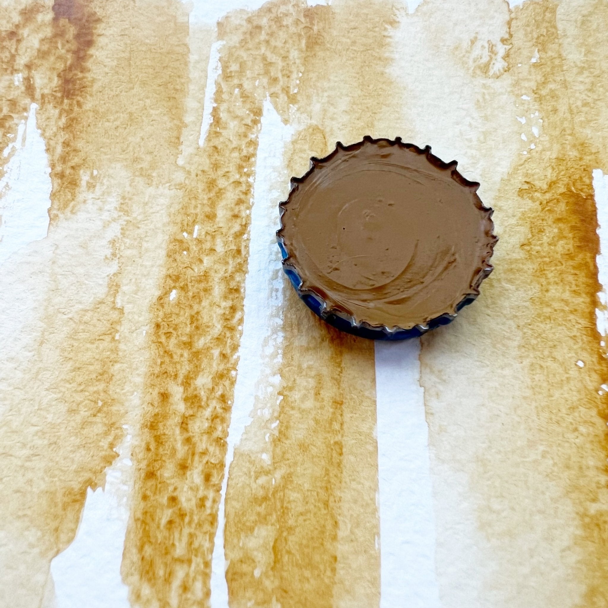 Moroccan Yellow Ocher. Half pan, full pan or bottle cap of handmade watercolor paint