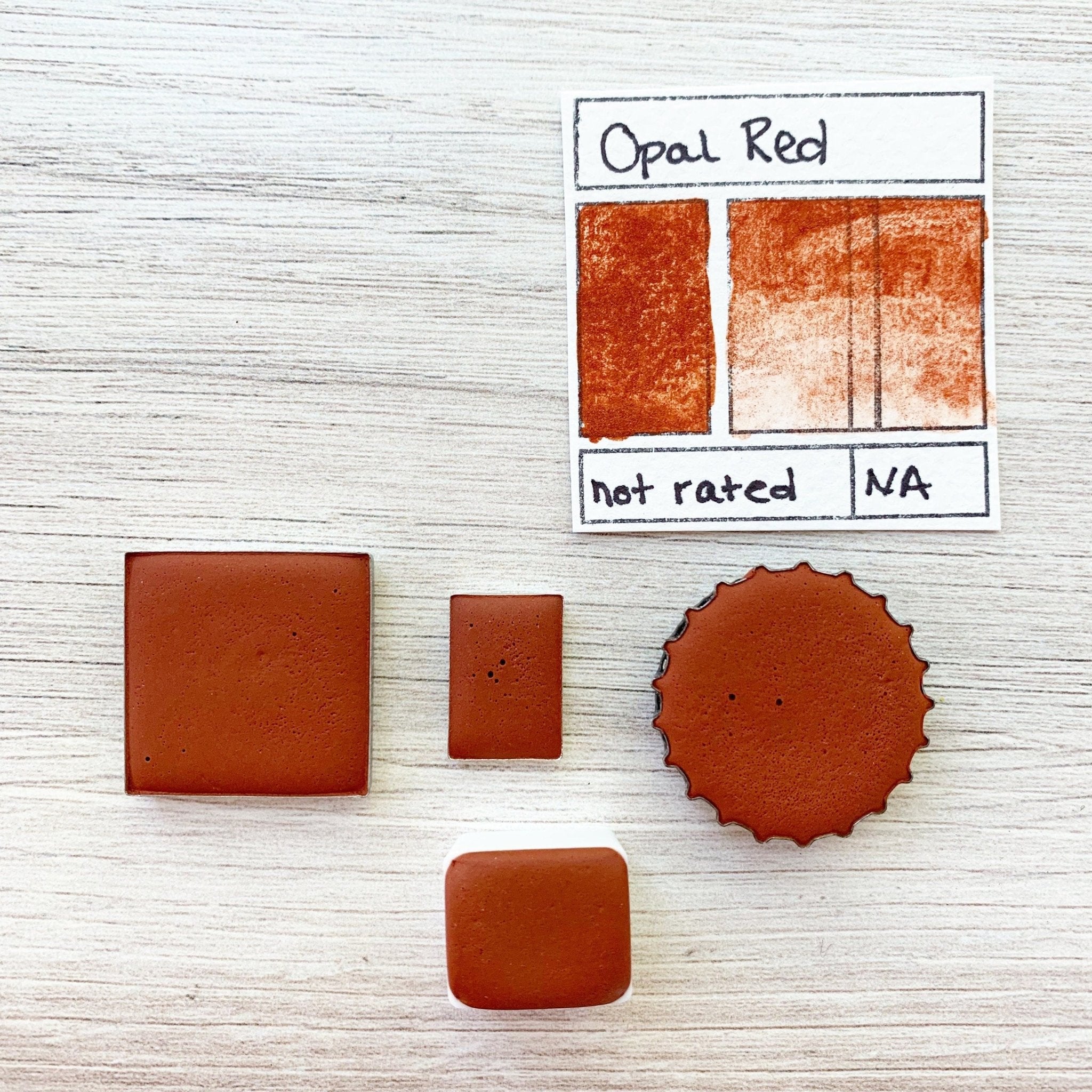 Opal Red. Half pan, full pan or bottle cap of handmade watercolor paint