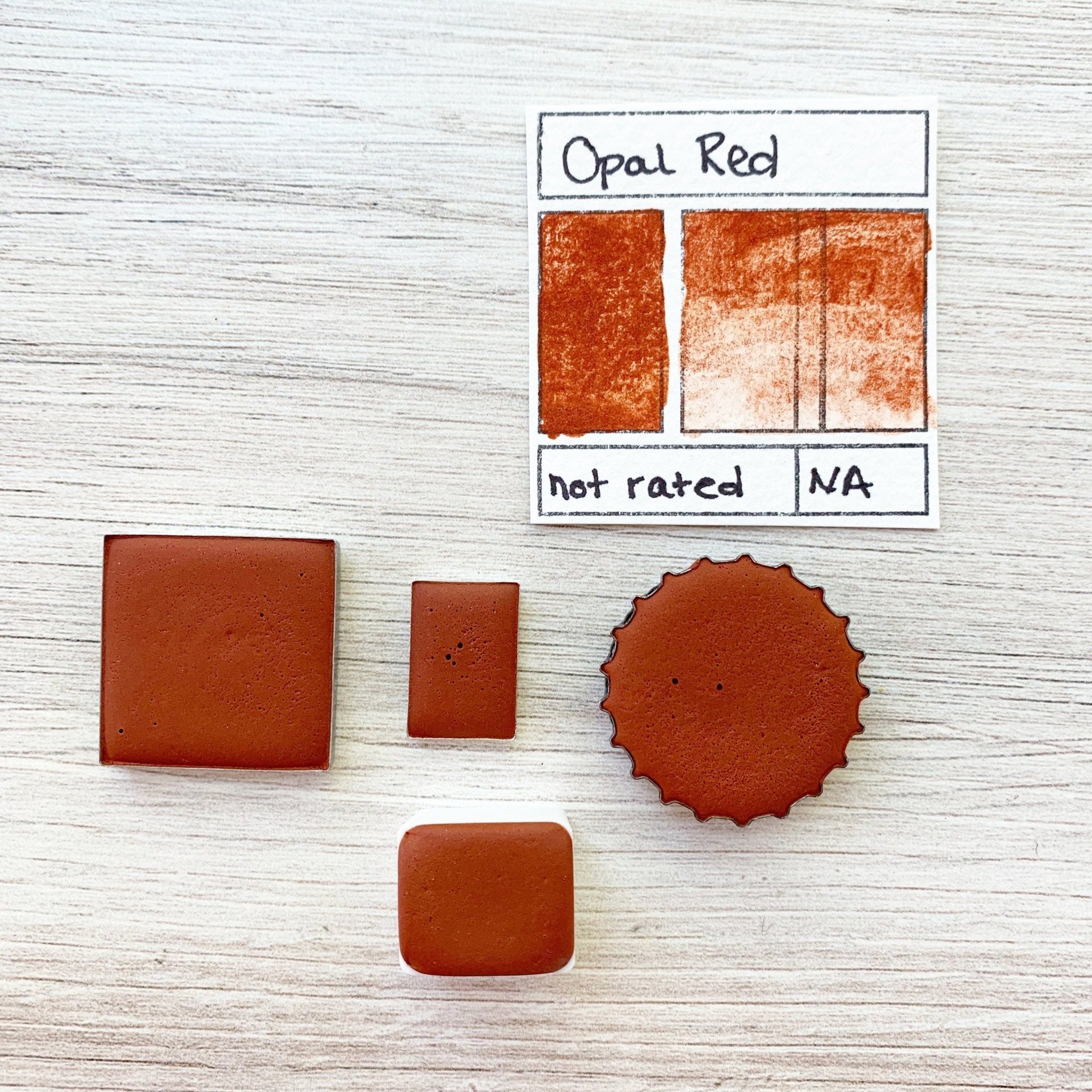Opal Red. Half pan, full pan or bottle cap of handmade watercolor paint