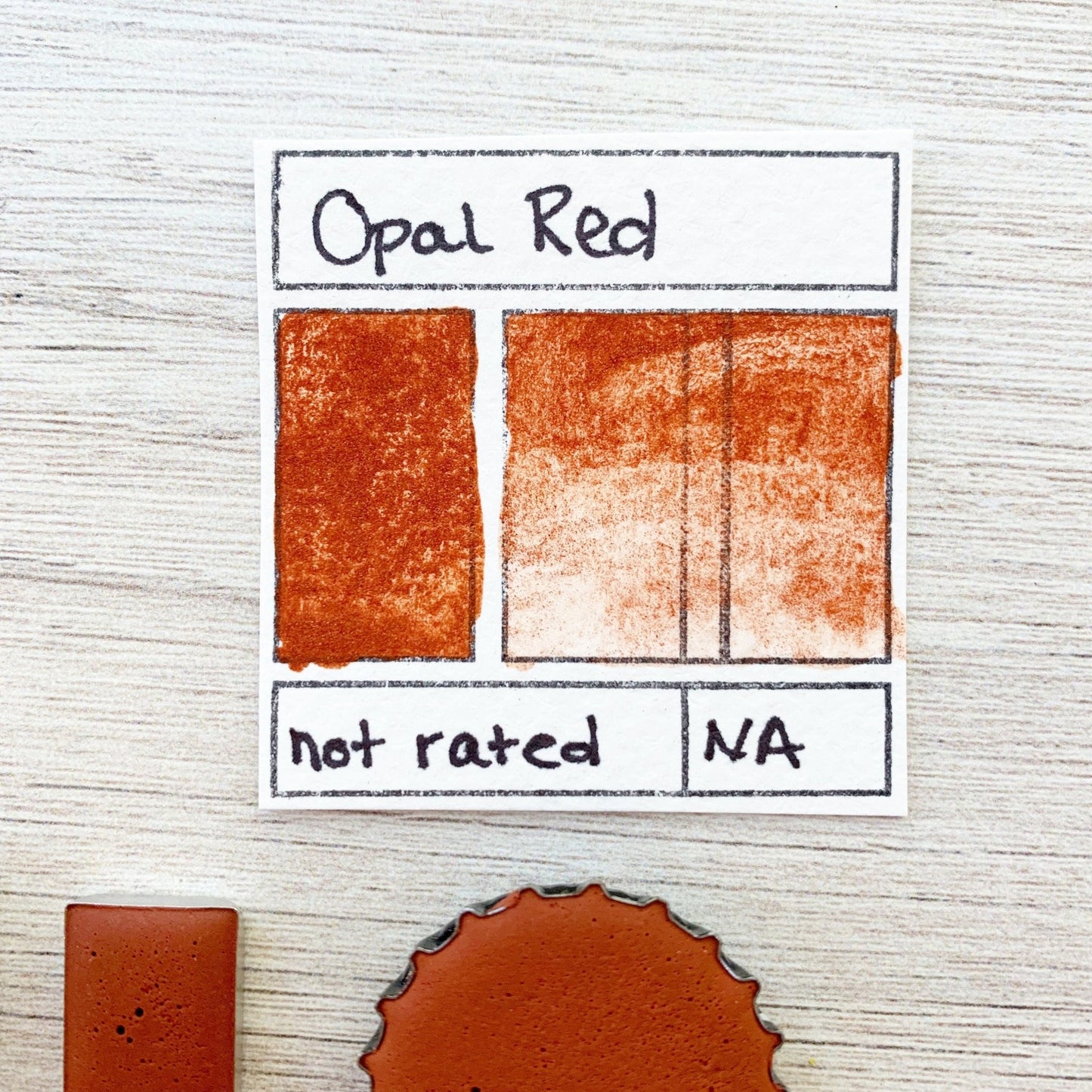 Opal Red. Half pan, full pan or bottle cap of handmade watercolor paint