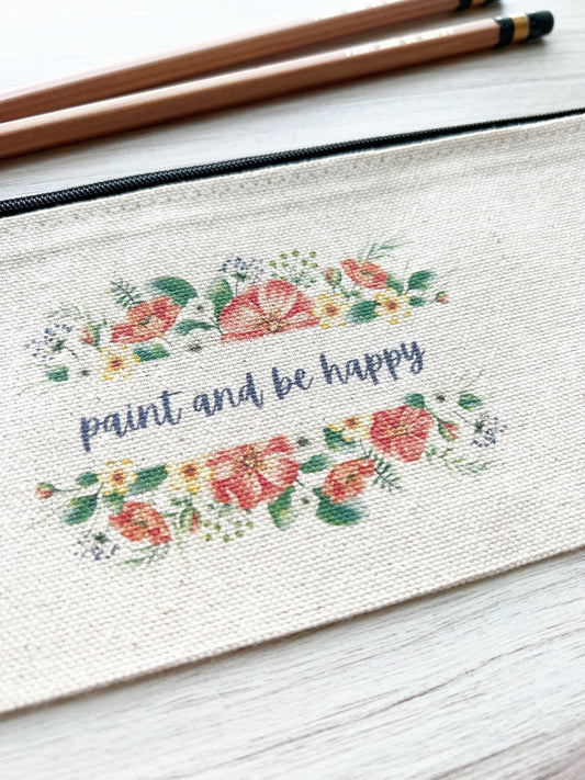 Paint and Be Happy Pencil Pouch with pencils