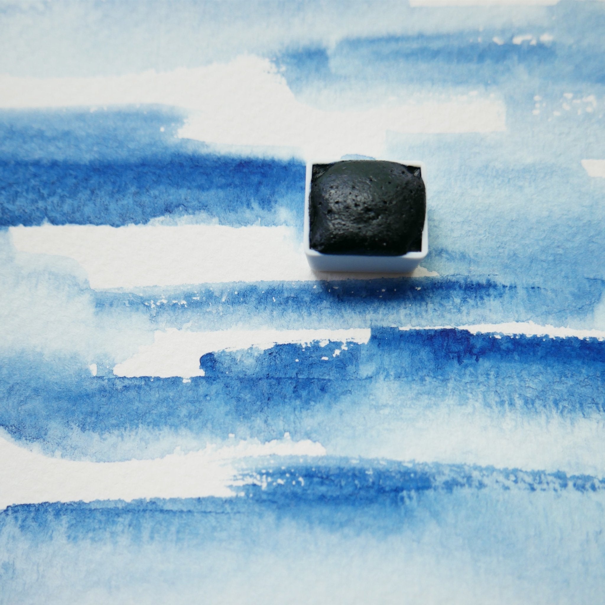Prussian Blue. Half pan, full pan or bottle cap of handmade watercolor paint