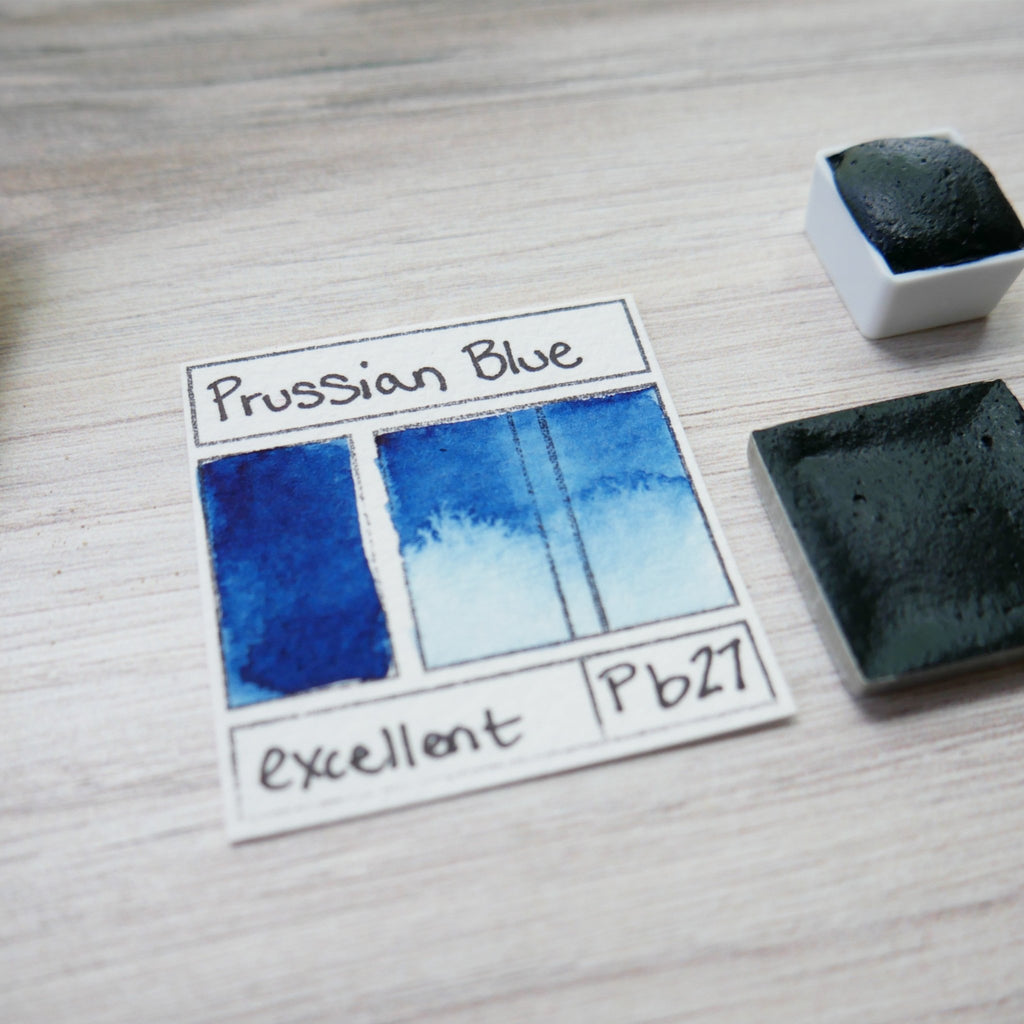 Prussian Blue. Half pan, full pan or bottle cap of handmade watercolor paint