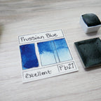 Prussian Blue. Half pan, full pan or bottle cap of handmade watercolor paint