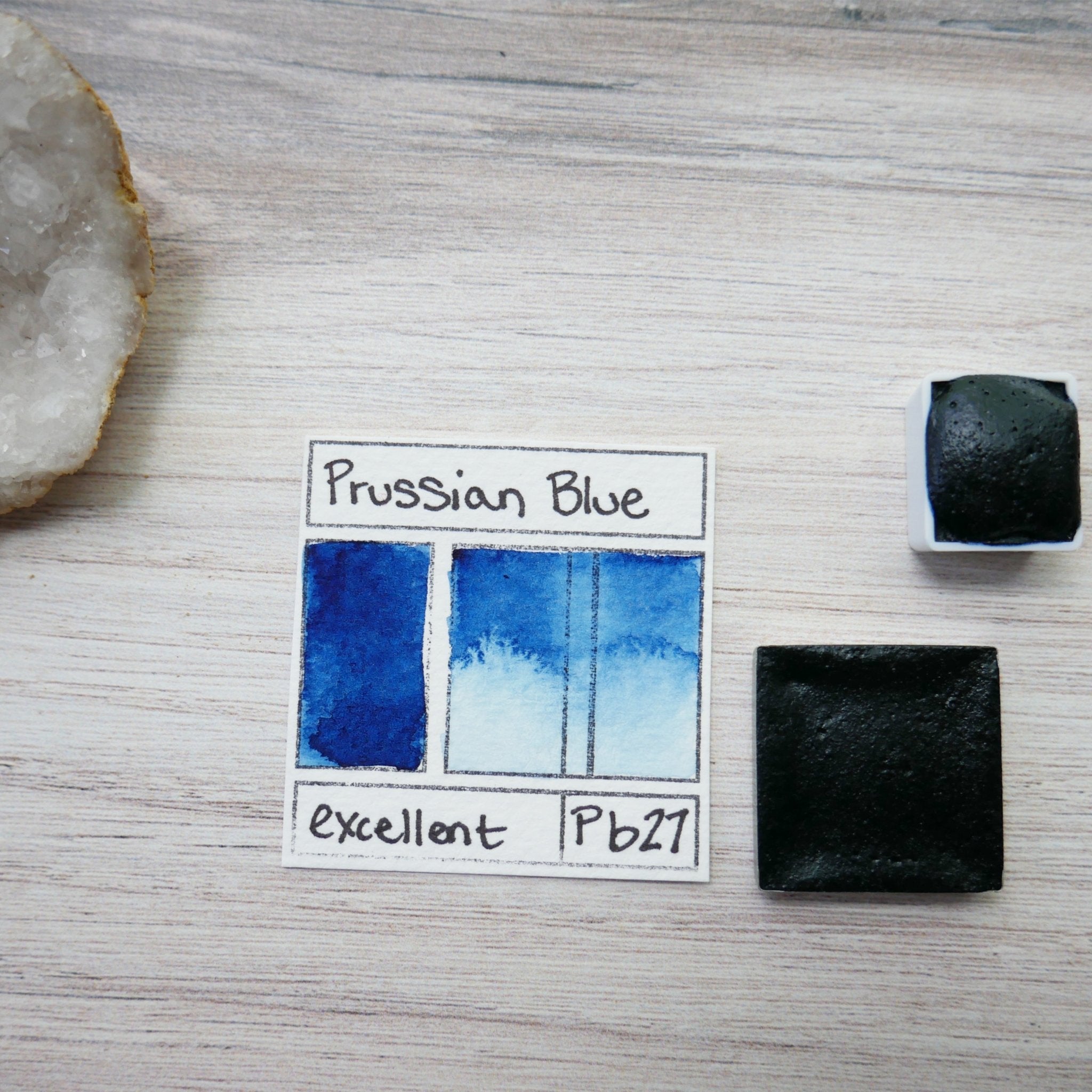 Prussian Blue. Half pan, full pan or bottle cap of handmade watercolor paint