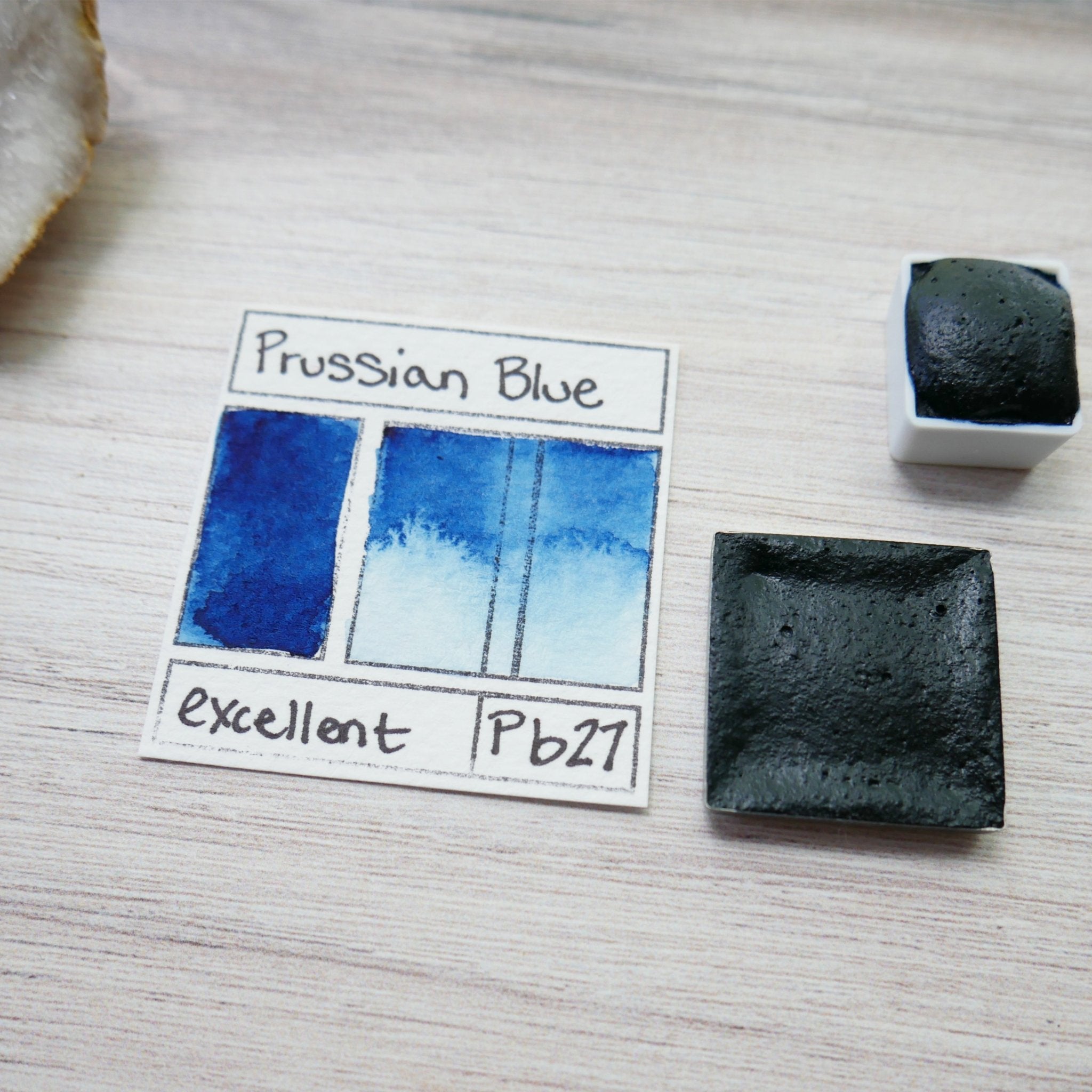 Prussian Blue. Half pan, full pan or bottle cap of handmade watercolor paint