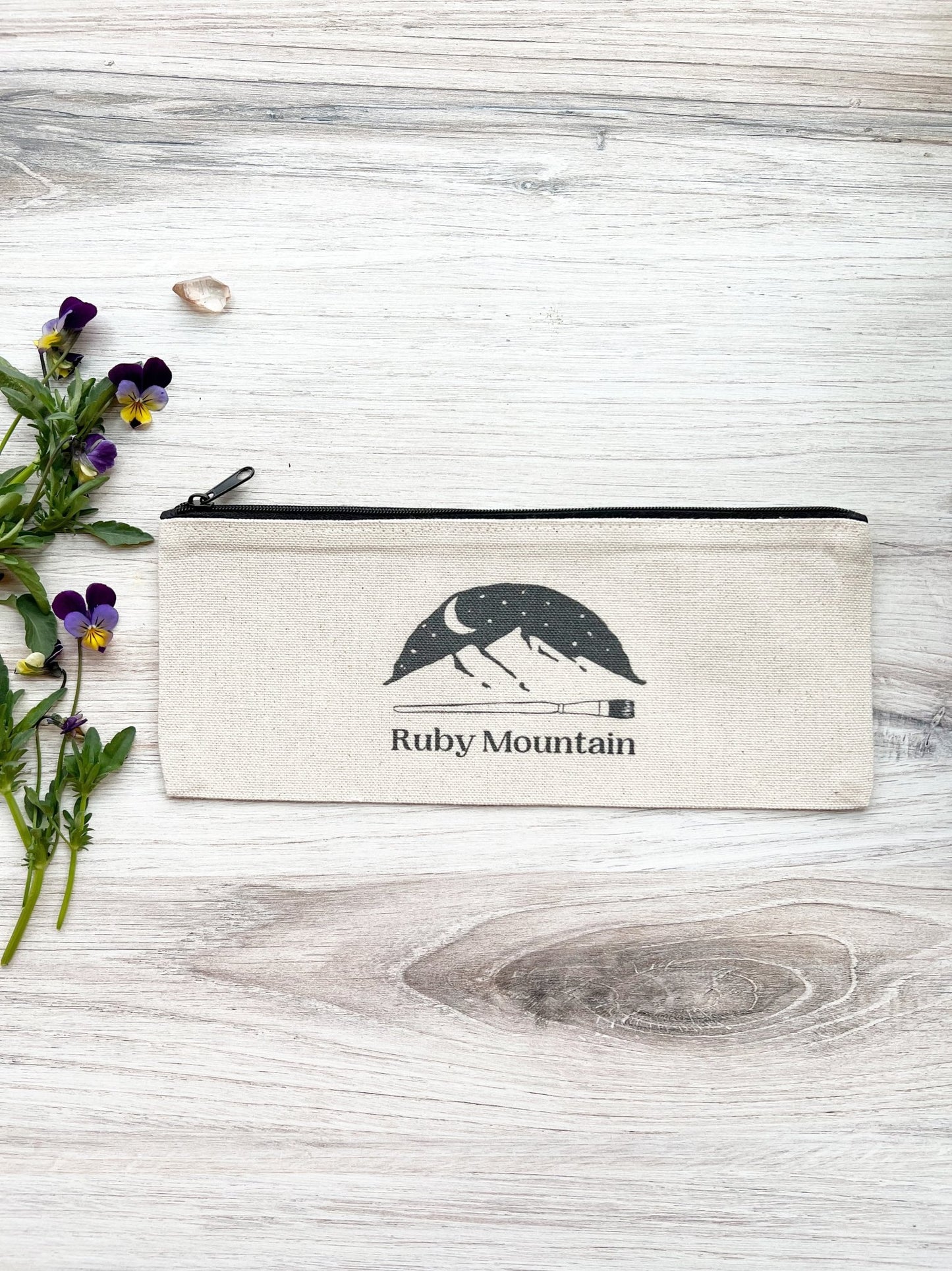 Ruby Mountain Pencil Pouch with pencils