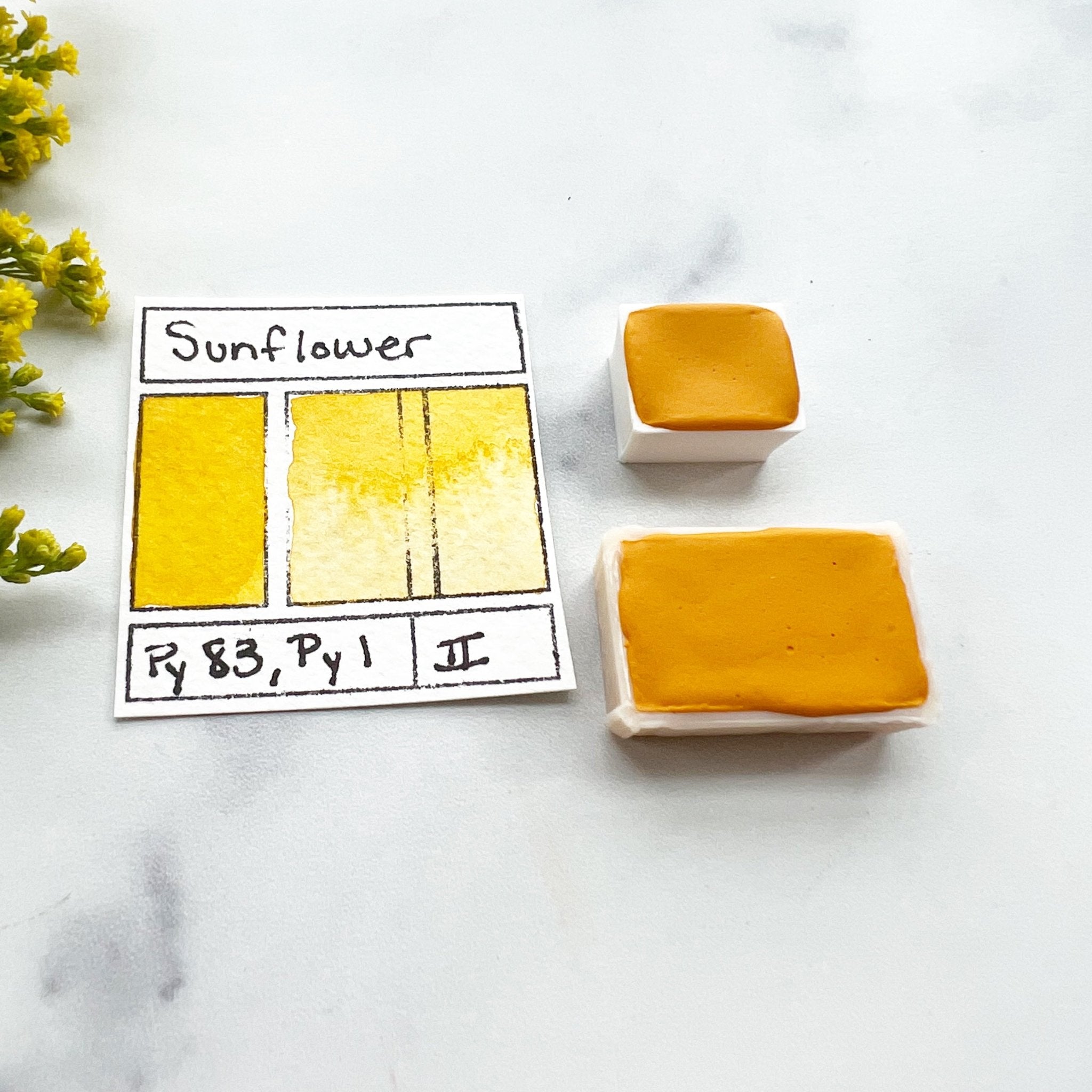 Sunflower. Half pan, full pan or bottle cap of handmade watercolor paint - Ruby Mountain