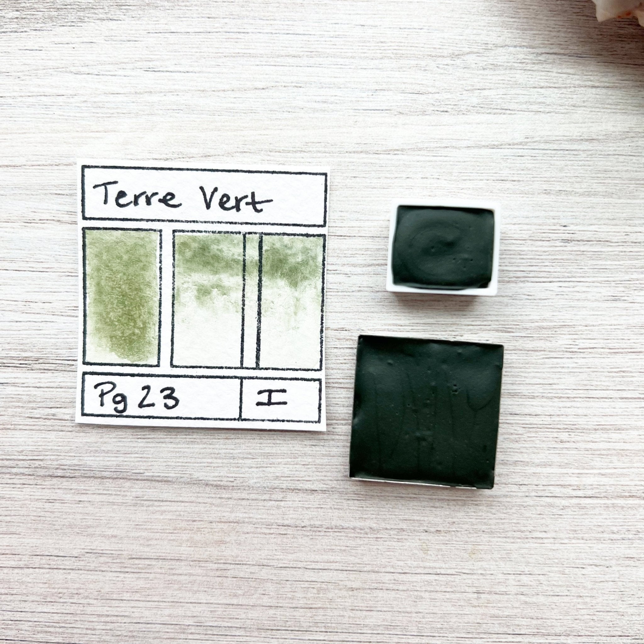 Terre Verte. Half pan, full pan or bottle cap of handmade watercolor paint - Ruby Mountain