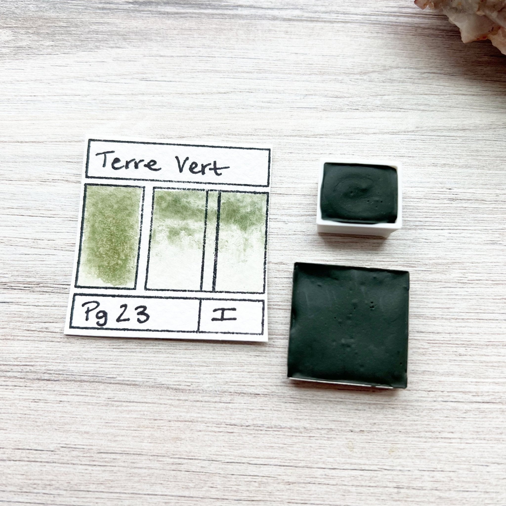 Terre Verte. Half pan, full pan or bottle cap of handmade watercolor paint - Ruby Mountain