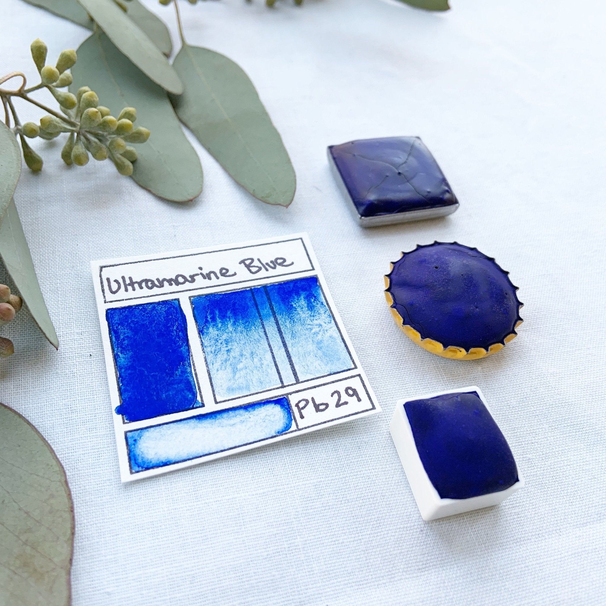 Ultramarine Blue. Half pan, full pan or bottle cap of handmade watercolor paint - Ruby Mountain