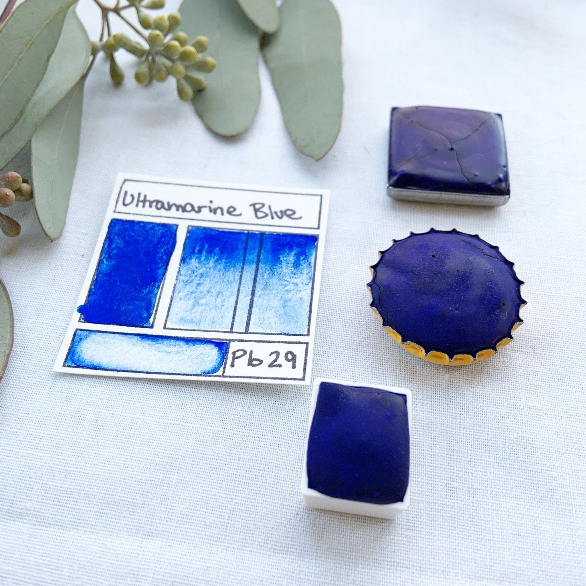 Ultramarine Blue. Half pan, full pan or bottle cap of handmade watercolor paint - Ruby Mountain
