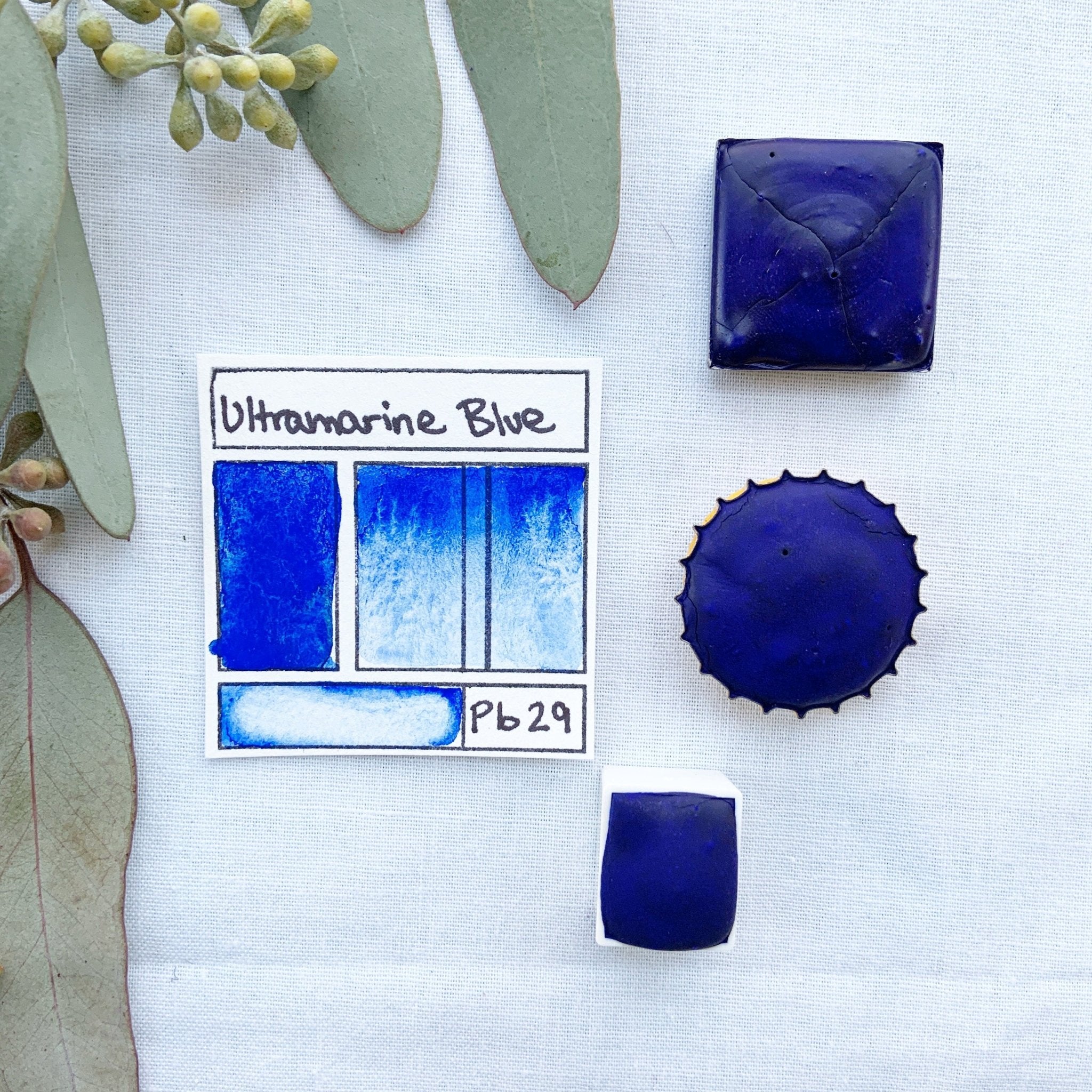 Ultramarine Blue. Half pan, full pan or bottle cap of handmade watercolor paint - Ruby Mountain