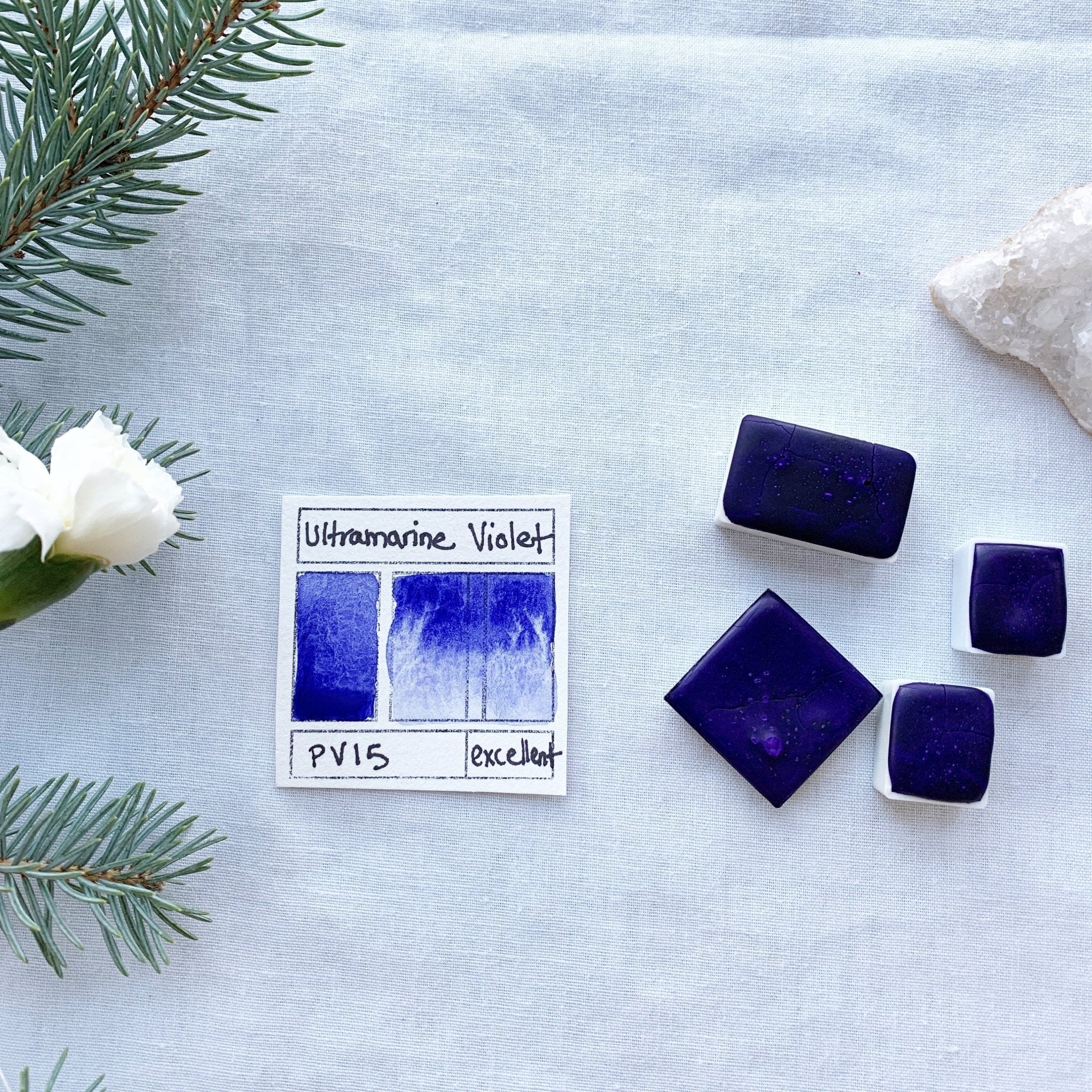Ultramarine Violet. Half pan, full pan or bottle cap of handmade watercolor paint - Ruby Mountain